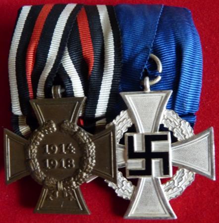 German WW2 Parade Mounted Medal Bar of 2 Awards