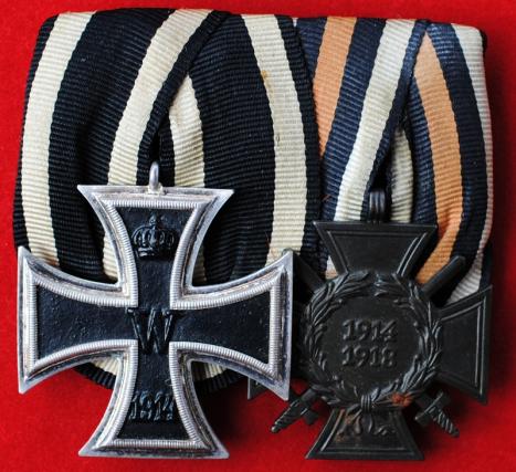 German WW1 Parade Mounted Medal Bar Pair of 2 awards